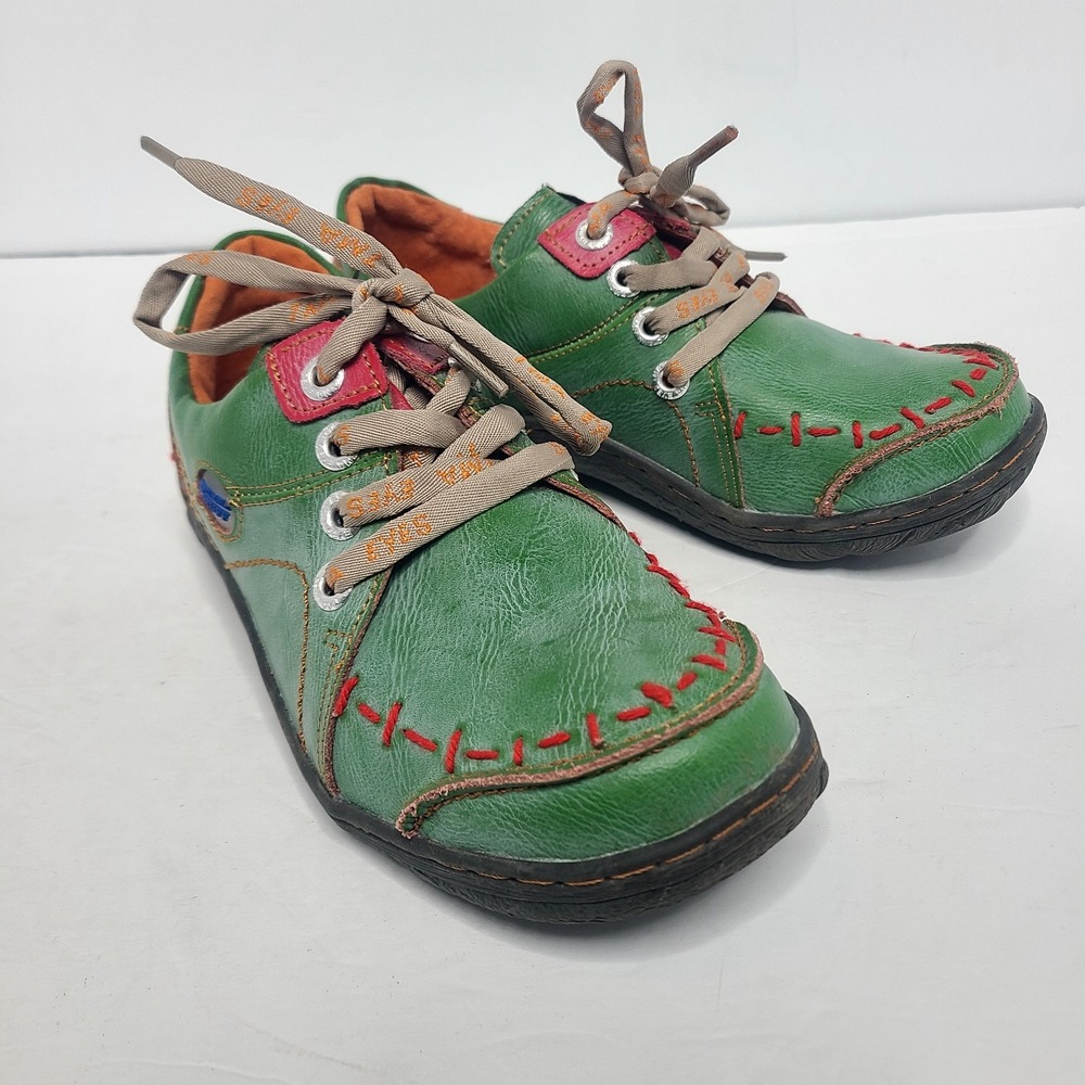 TMA Eyes Original TMA Time Women's Green Stitched Leather Walking‎ Shoes Size 8